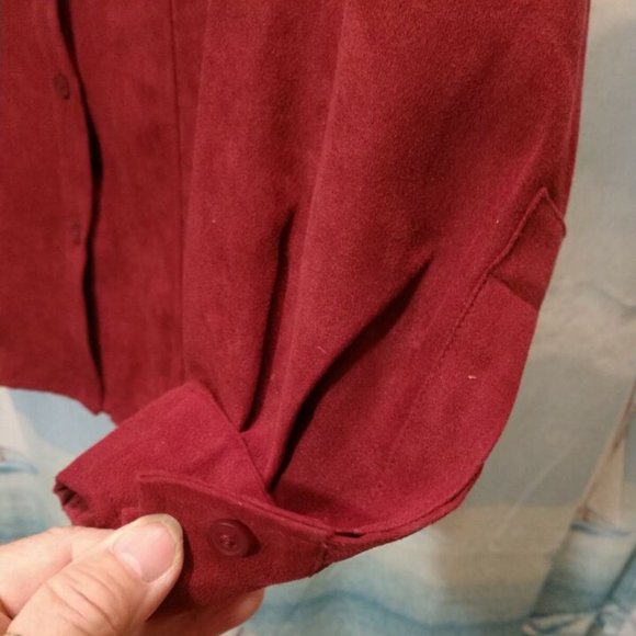 Notations Burgundy Red Long Sleeves Blouse 🥼Button Front Fully Lined - Picture 9 of 11
